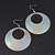 Gold/Light Blue Cut-Out Floral Hoop Earrings - 6cm Length - view 3