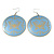 Light Blue Round 'Butterfly' Drop Earrings - 6cm Length - view 2