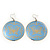 Light Blue Round 'Butterfly' Drop Earrings - 6cm Length - view 4