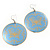 Light Blue Round 'Butterfly' Drop Earrings - 6cm Length - view 6