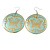 Pale Green Round 'Butterfly' Drop Earrings - 6cm Length - view 2