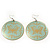 Pale Green Round 'Butterfly' Drop Earrings - 6cm Length - view 5