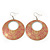 Gold/Coral Pink Cut-Out Floral Hoop Earrings - 6cm Length - view 3