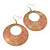 Gold/Coral Pink Cut-Out Floral Hoop Earrings - 6cm Length - view 2