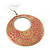 Gold/Coral Pink Cut-Out Floral Hoop Earrings - 6cm Length - view 4