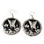 Silver/Black Round 'Butterfly' Drop Earrings - 6cm Length - view 3
