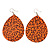 Long Orange 'Animal Print' Teardrop Metal Earrings - 6.5cm Length - view 5
