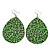 Long Green 'Animal Print' Teardrop Metal Earrings - 6.5cm Length - view 4
