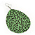 Long Green 'Animal Print' Teardrop Metal Earrings - 6.5cm Length - view 3