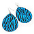 Long Blue 'Zebra Print' Teardrop Metal Earrings - 6.5cm Length - view 5