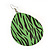 Long Green 'Zebra Print' Teardrop Metal Earrings - 6.5cm Length - view 3