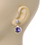 Round Amethyst/Clear Crystal Stud Earring In Silver Metal - 2.5cm Drop - view 3