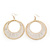 Long White Glass Bead Wire Hoop Earrings In Gold Plating - 8cm Length - view 7