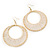 Long White Glass Bead Wire Hoop Earrings In Gold Plating - 8cm Length - view 4