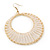 Long White Glass Bead Wire Hoop Earrings In Gold Plating - 8cm Length - view 8