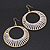 Long White Glass Bead Wire Hoop Earrings In Gold Plating - 8cm Length - view 2
