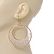 Long White Glass Bead Wire Hoop Earrings In Gold Plating - 8cm Length - view 6