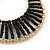 Long Black Glass Bead Wire Hoop Earrings In Gold Plating - 8cm Length - view 4