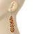 Light Brown/Beige Resin 'Animal Print' Teardrop Earrings In Silver Plating - 9cm Length - view 4