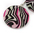 Long Stripy Acrylic Disk Drop Earrings In Silver Plating - 9cm Drop - view 4