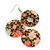 Long Floral Acrylic Disk Drop Earrings In Silver Plating - 9cm Drop - view 4