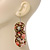 Long Floral Acrylic Disk Drop Earrings In Silver Plating - 9cm Drop - view 2