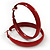 Medium Red Enamel Hoop Earrings - 55mm Diameter - view 3