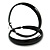 Large Black Enamel Hoop Earrings - 6cm Diameter - view 2