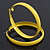 Large Bright Yellow Enamel Hoop Earrings - 6cm Diameter - view 3