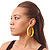 Large Bright Yellow Enamel Hoop Earrings - 6cm Diameter - view 2