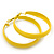Large Bright Yellow Enamel Hoop Earrings - 55mm Diameter - view 5