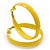 Large Bright Yellow Enamel Hoop Earrings - 55mm Diameter - view 3