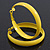 Large Bright Yellow Enamel Hoop Earrings - 55mm Diameter - view 2