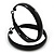 Medium Black Enamel Hoop Earrings - 5cm Diameter - view 2