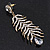 Long Ice Clear CZ 'Feather' Drop Earrings In Burn Gold Finish - 8cm Length - view 5