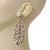 Long Ice Clear CZ 'Feather' Drop Earrings In Burn Gold Finish - 8cm Length - view 3