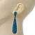 Luxury Teal Crystal Teardrop Earrings In Black Tone Metal - 7.5cm Length - view 2