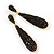 Luxury Black Crystal Teardrop Earrings In Gold Plating - 7.5cm Length - view 3