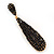 Luxury Black Crystal Teardrop Earrings In Gold Plating - 7.5cm Length - view 4