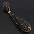 Luxury Black Crystal Teardrop Earrings In Gold Plating - 7.5cm Length - view 7