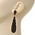 Luxury Black Crystal Teardrop Earrings In Gold Plating - 7.5cm Length - view 2