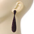 Luxury Deep Purple Crystal Teardrop Earrings In Black Tone Metal - 7.5cm Length - view 2