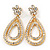 Bridal Swarovski Crystal Open Cut Teardrop Earrings In Gold Plating - 6cm Length