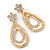 Bridal Swarovski Crystal Open Cut Teardrop Earrings In Gold Plating - 6cm Length - view 9