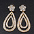 Bridal Swarovski Crystal Open Cut Teardrop Earrings In Gold Plating - 6cm Length - view 7