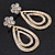 Bridal Swarovski Crystal Open Cut Teardrop Earrings In Gold Plating - 6cm Length - view 10