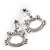 Cute Open Cut Diamante 'Kitten' Drop Earrings In Rhodium Plating - 3cm Length - view 8
