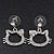 Cute Open Cut Diamante 'Kitten' Drop Earrings In Rhodium Plating - 3cm Length