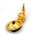 Black Enamel Diamante Dome Shape Drop Earrings In Gold Plating - 2.5cm Length - view 4