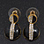 Black Enamel Diamante Dome Shape Drop Earrings In Gold Plating - 2.5cm Length - view 6